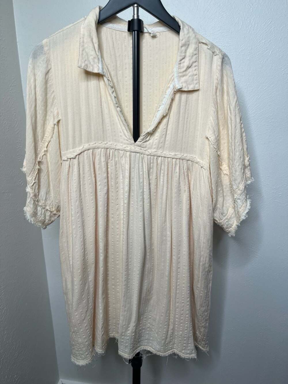 Cream Cotton Gauze Babydoll Mini Dress or Tunic- BoHo Style